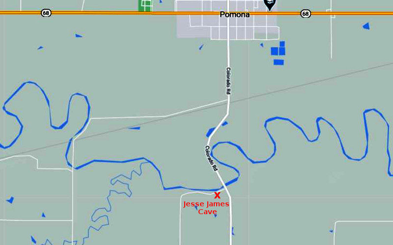 Jesse James Cave Map - Pomona, Kansas