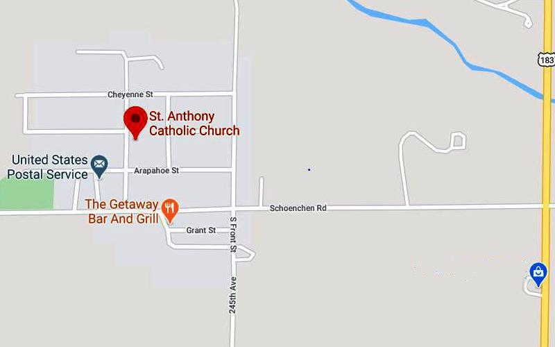 St. Anthony Church Map - Schoenchen, Kansas