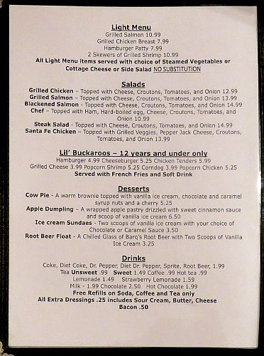 Stockyard Restaurant Lunch Menu - Fredonia, Kansas