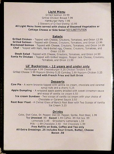 Stockyard Restaurant Lunch Menu - Fredonia, Kansas