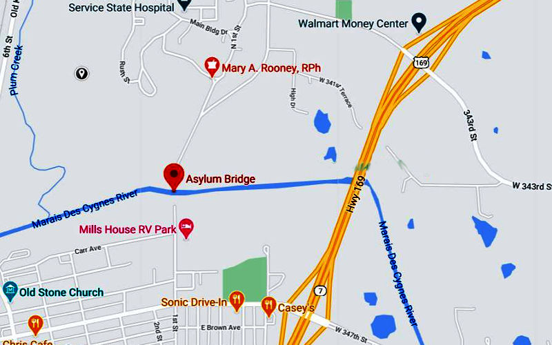 Asylum Bridge Map - Osawatomie, Kansas