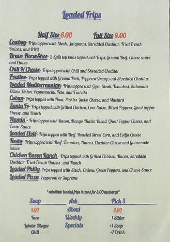 Frips and soup menu - Bravo Sliders-N-Bites