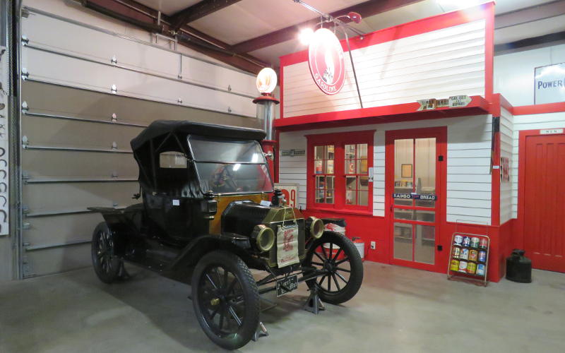 White Eagle filling station and antique Ford