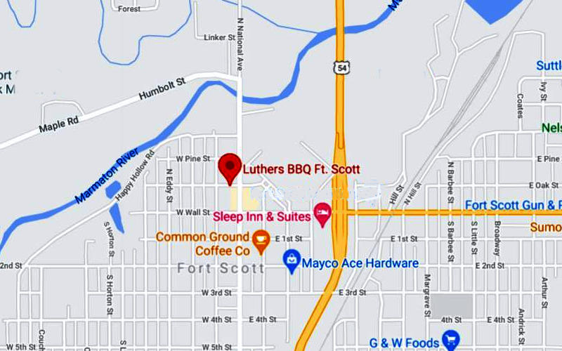 Luther's BBQ Map - Fort Scott, Kansas