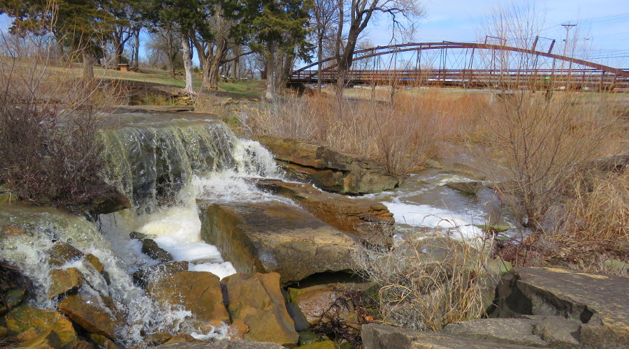 Santa Fe Park Falls and Bridge - Chanute, Kansas