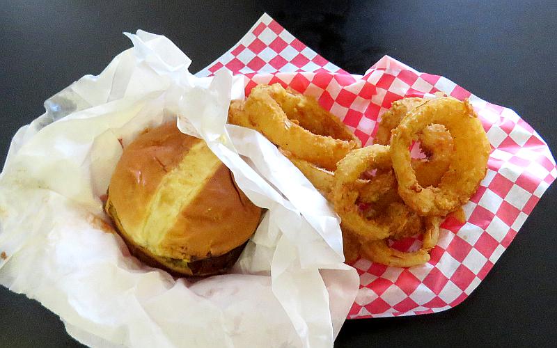 onion rings and cheeseburger
