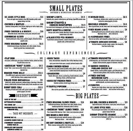 Bourbon and Baker Menu - Manhattan, Kansas