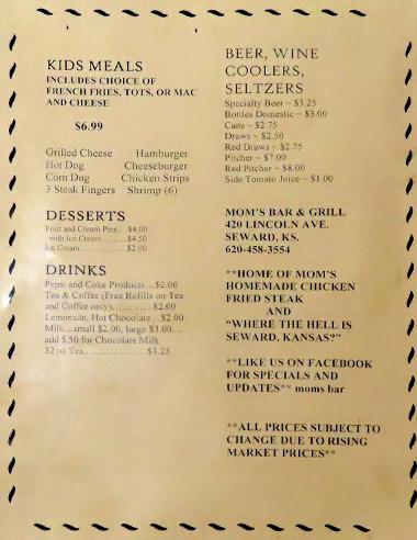 Kid's Menu - Mom's Bar