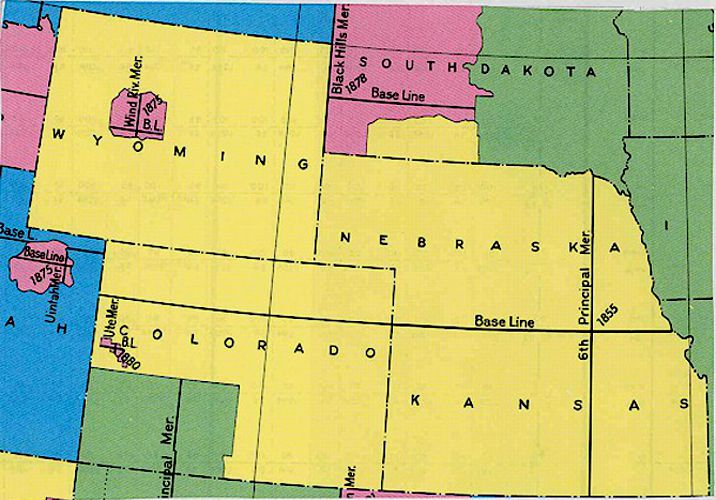 Map of area surveyed from the sixth principal meridain point