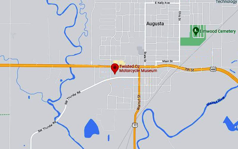 Twisted Oz Motorcycle Museum Map - Augusta, Kansas