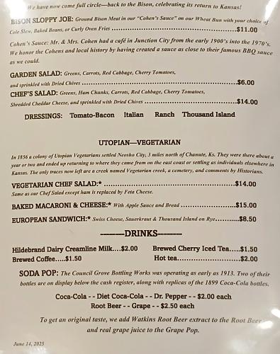 Trail Days Cafe and Museum Menu Page 2