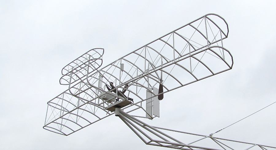 replica sculpture of the Wright Brothers plane