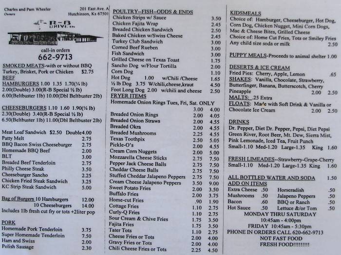 RB Drive In Menu