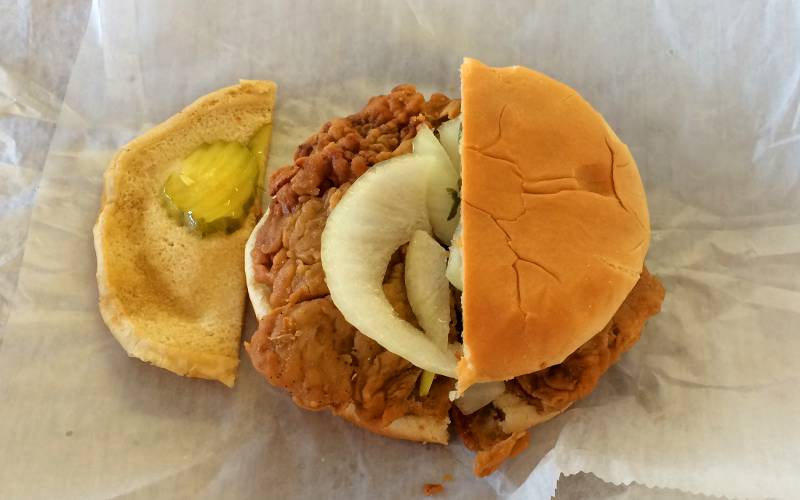 Pork tenderloin at R-B Drive In in Hutchinson, Kansas