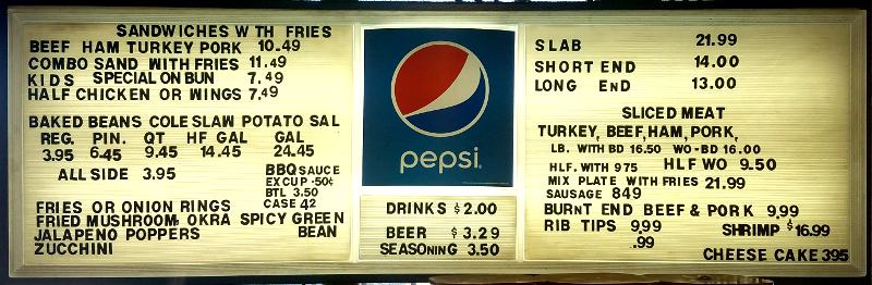 LC's Bar-B-Q menu - Kansas City Missouri restaurant