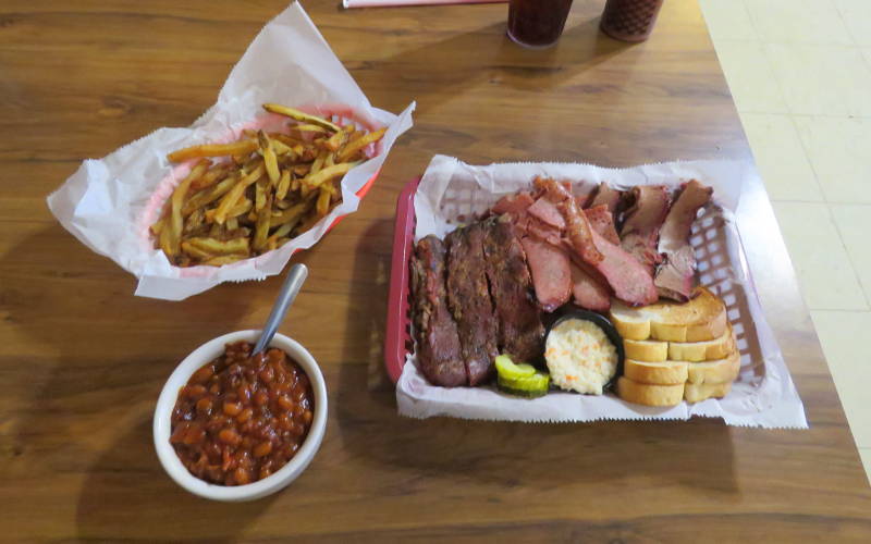 sausage, brisket and pork ribs