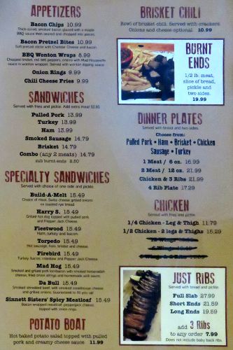 A Little BBQ Joint Menu - Independence, Missouri