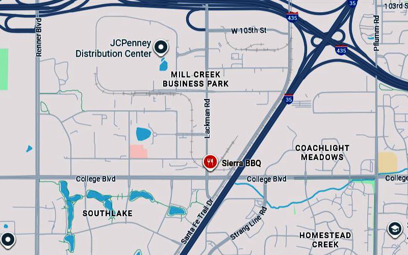 Sierra BBQ Map - Lenexa, Kansas