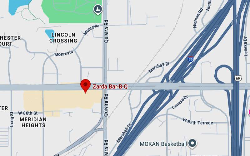 Zarda Bar-B-Q Map - Lenexa, Kansas