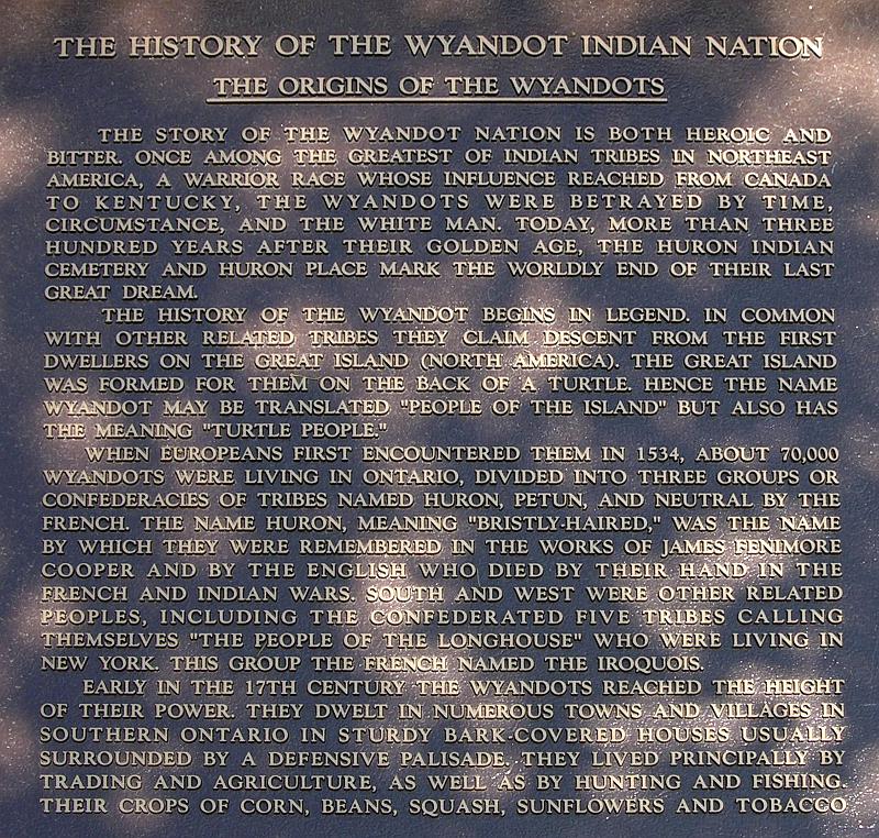 History of the Wyandote Indian Nation - Huron Cemetery