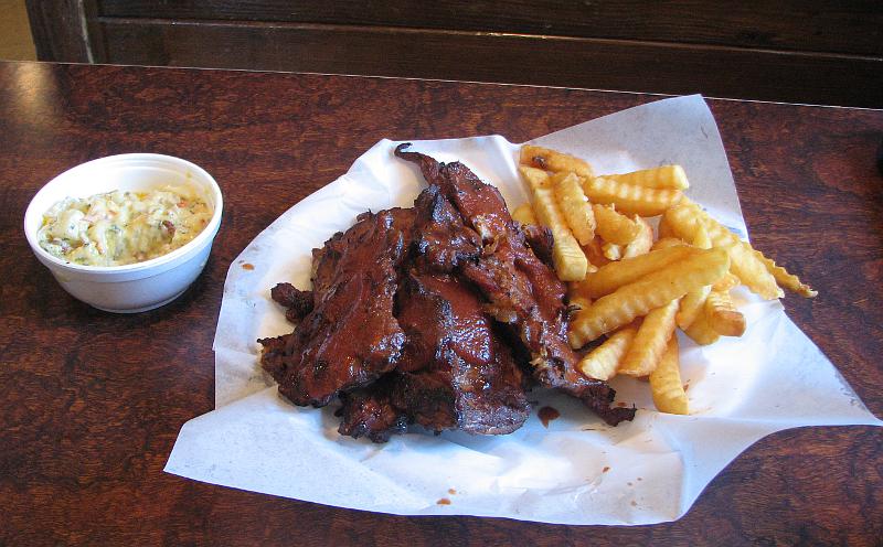 Rosedale BBQ cheesey baked potato salad and riblets & fries