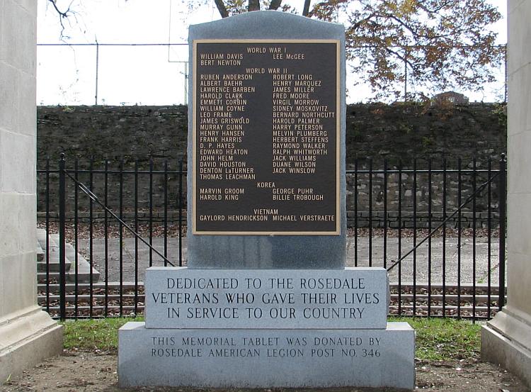 Rosedale Veterans Memorial Tablet