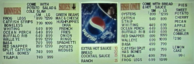 Mad Jack's Fresh Fish menu one