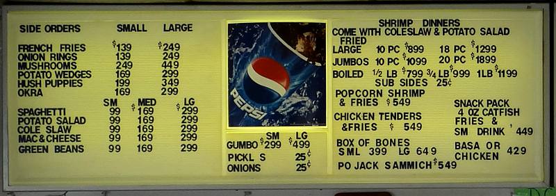 Mad Jack's side dishes menu