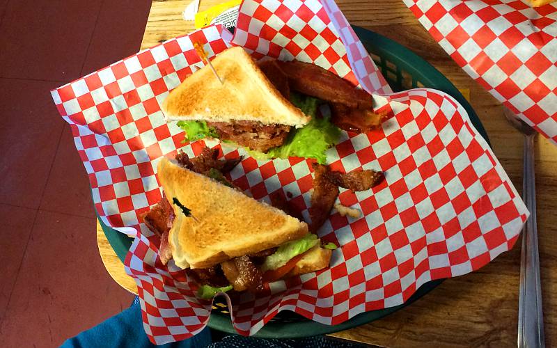 Bacon, lettuce and tomato sandwich at Dagwood's Cafe