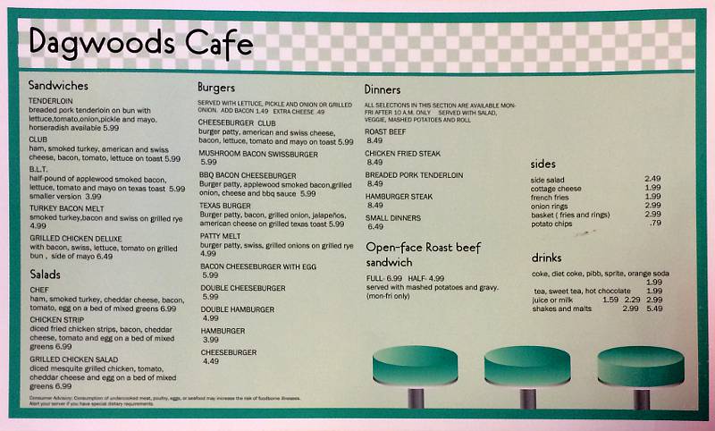 Dagwood's Cafe lunch menu - Kansas City, Kansas