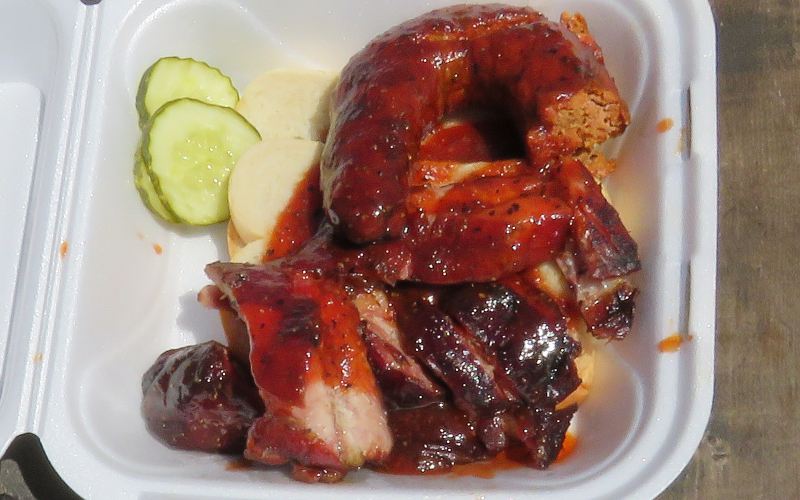 sausage and rib tips at Jones BBQ