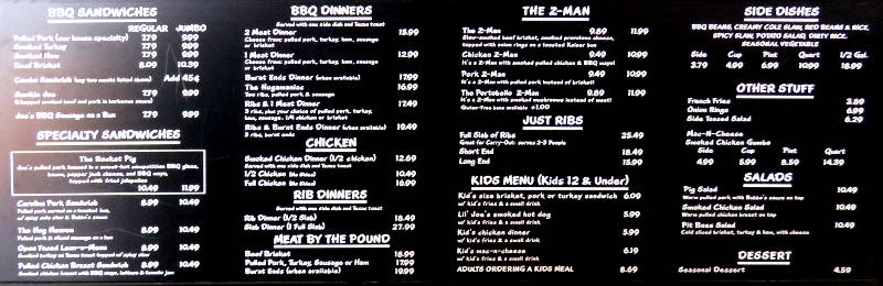 Joe's Kansas City Bar-B-Que Menu - Kansas City, Kansas