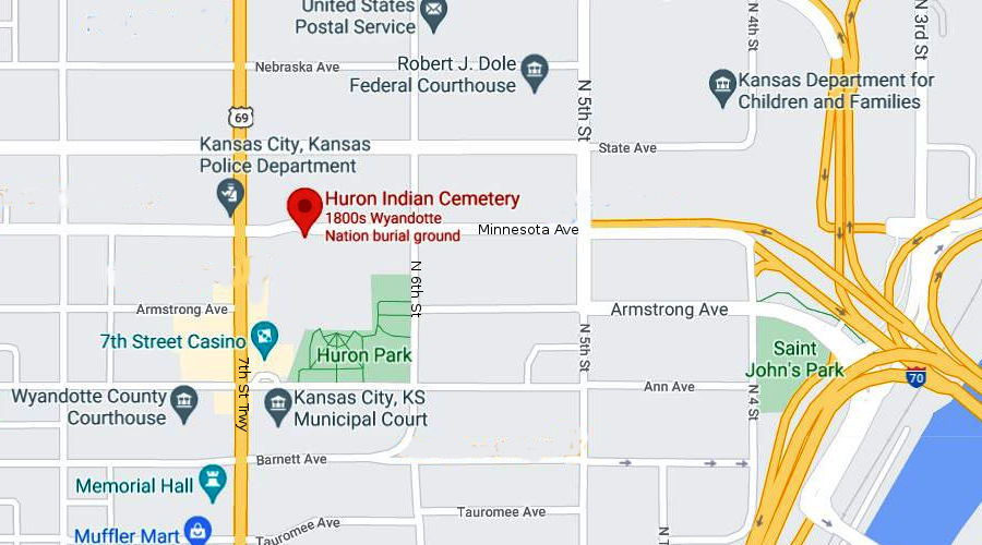 Wyandot National Burying Ground Map - Kansas City, Kansas