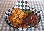 Rib and sausage dinner at Paola BBQ Shack