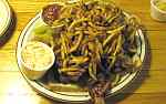 Combination platter at Buffalo Bob's Smokehouse in Lawrence Kansas.