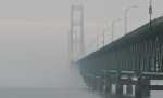 Mackinac Bridge in the fog