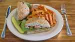 Pork tenderloin and sweet potato fries at 119th Street Diner