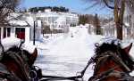 Horse drawn taxi on Mackinac Island in winter