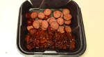 sausage and burnt ends at Bates City Bar-B-Que