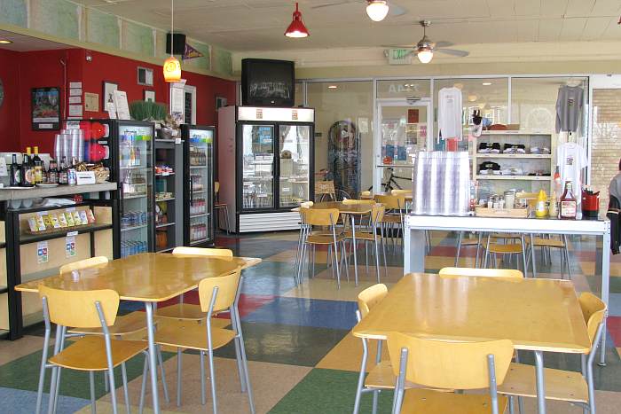 Lawrence's Local Burger dining room.