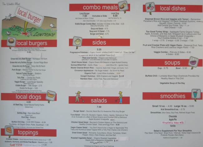 Local burger menu