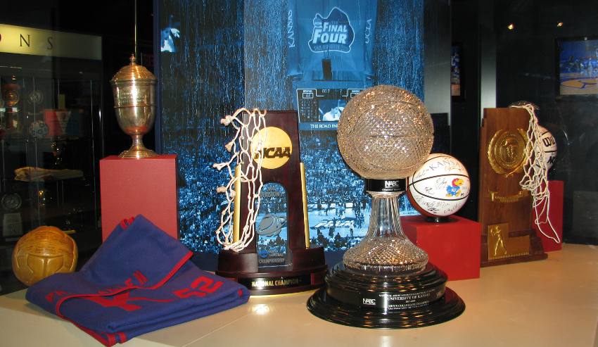 Jayhawk national championship tropies