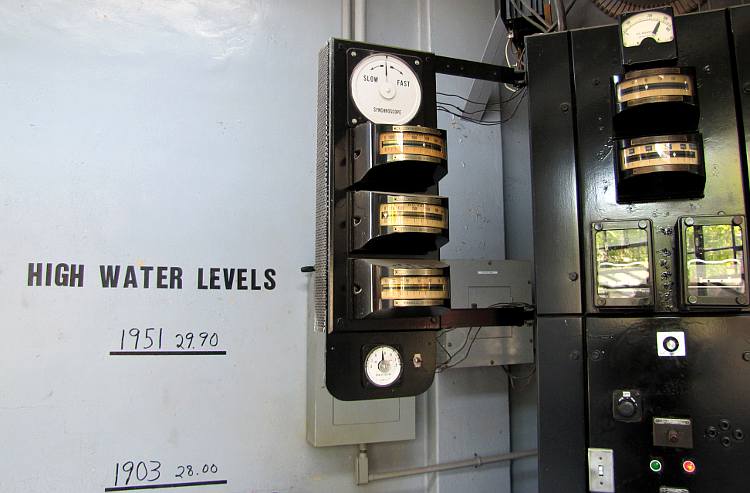 synchroscope at Bowersock hydroelectric plant