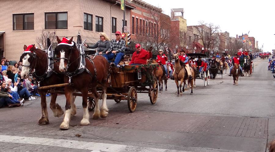 Jorgensen Farm wagon in the Lawrence Old-Fashioned Christmas Parade