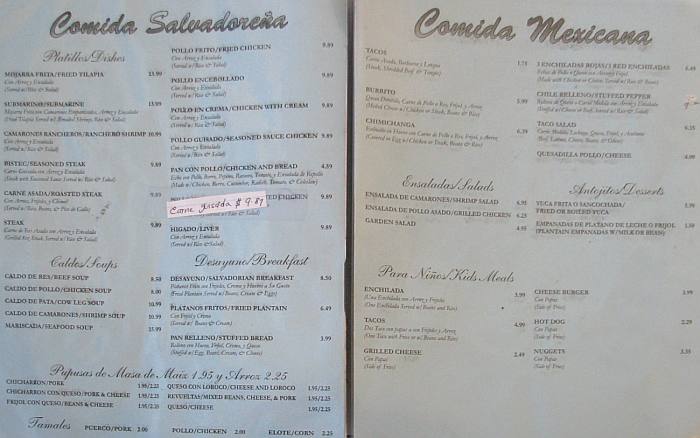 El Pulgarcito menu