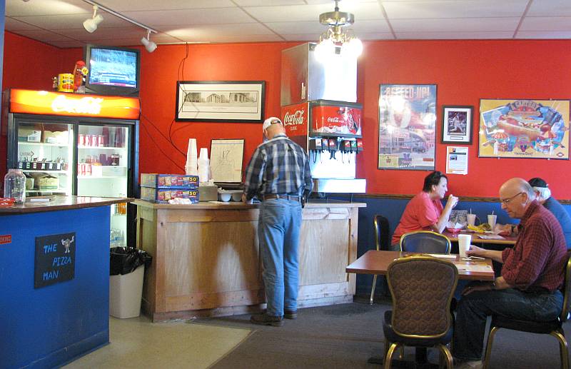 The Pizza Man counter and dining room.
