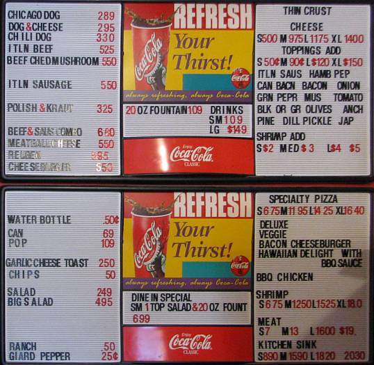 The Pizza Man menu
