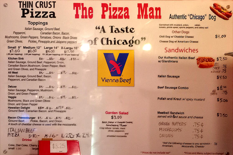 The Pizza Man menu