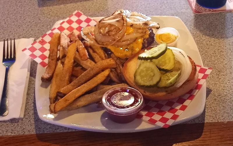 Cheese burger and French fries