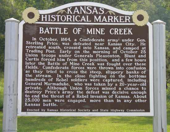 Battle of Mine Creek Kansas historical marker